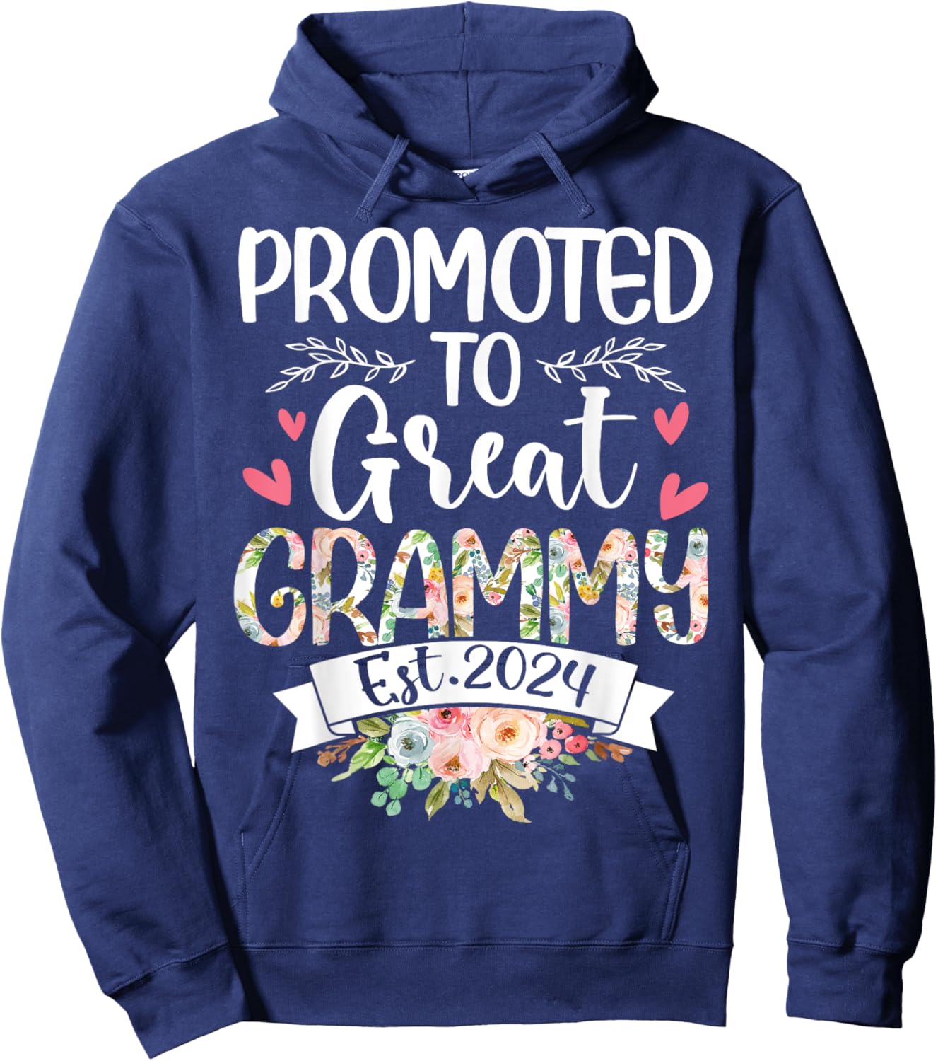 Promoted To Great Grammy Est 2024 Mothers Day Hoodie - Hoodie | Navy