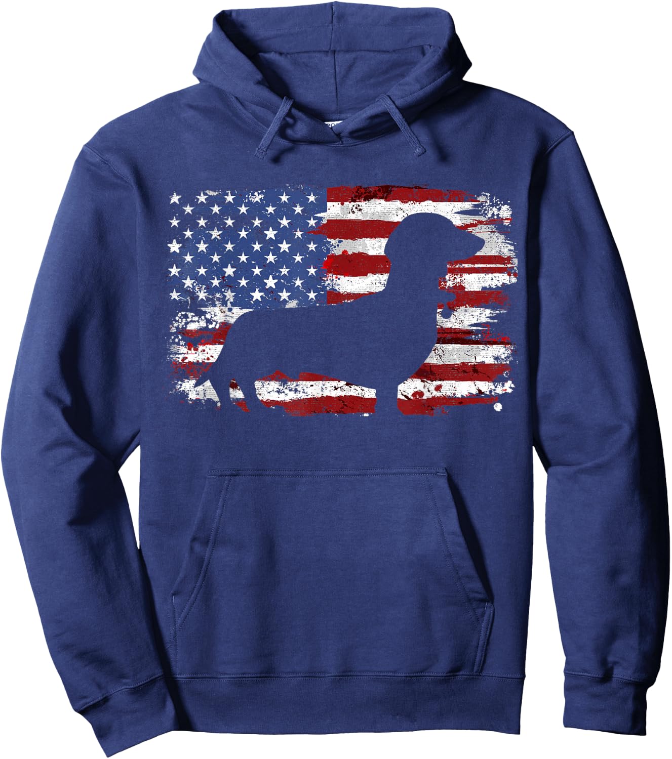 Dachshund Weiner Vintage American Flag Small Hoodie - Hoodie | Navy