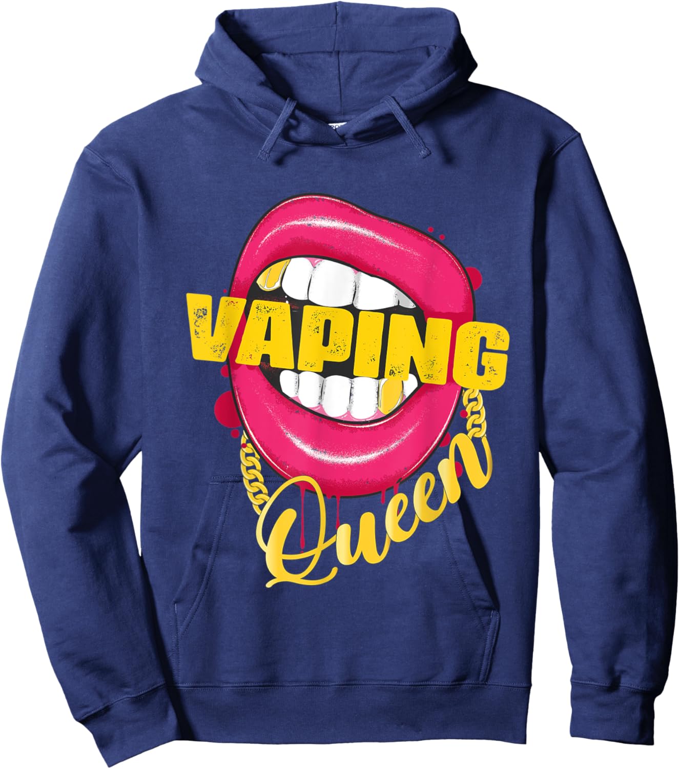 Vaping Queen Golden Necklace Vape woman Hoodie - Hoodie | Navy