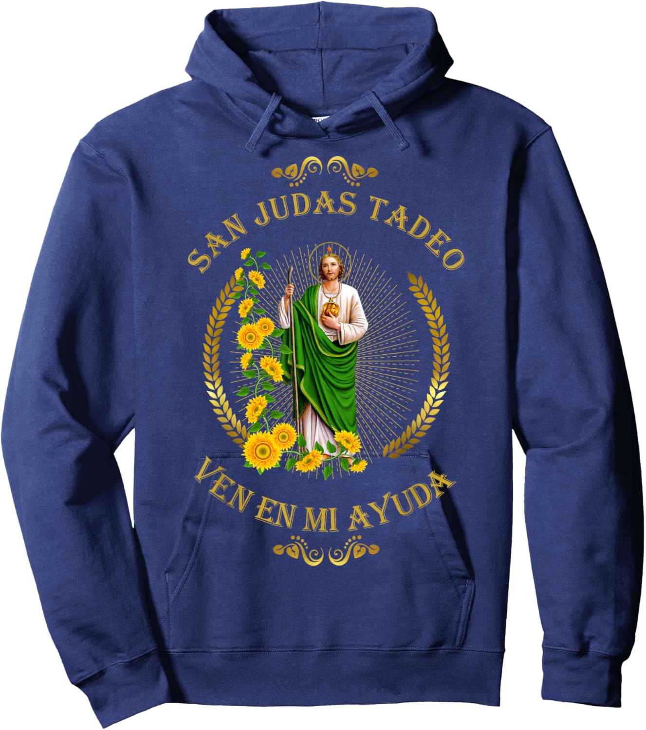 San Judas Tadeo Siempre A Mi Lado Spanish Jesus Hoodie - Hoodie | Navy