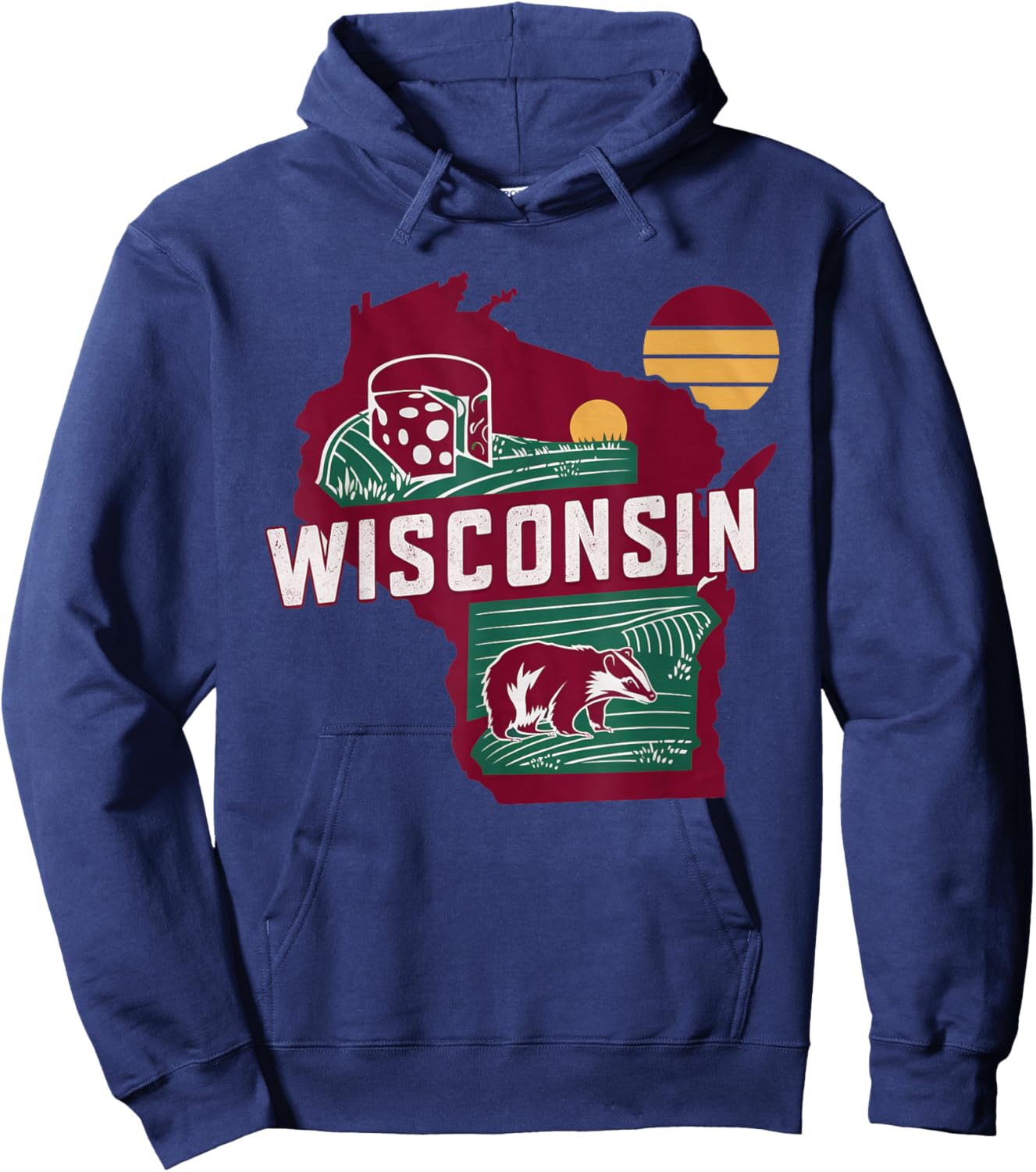 Wisconsin State of Wisconsin Retro Wisconsin Hoodie - Hoodie | Navy