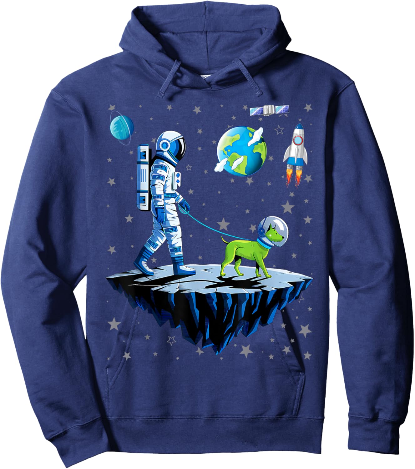 Space Astronaut Walking Alien Dog Planet Hoodie - Hoodie | Navy