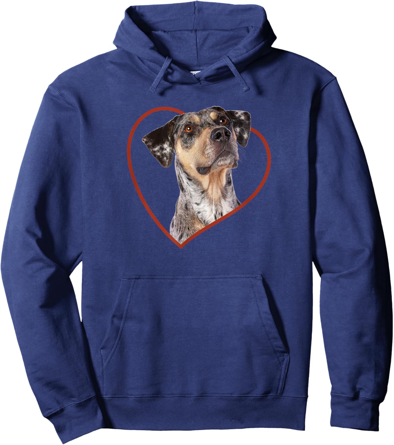 Louisiana Catahoula Leopard Dog Portrait Heart Hoodie - Hoodie | Navy