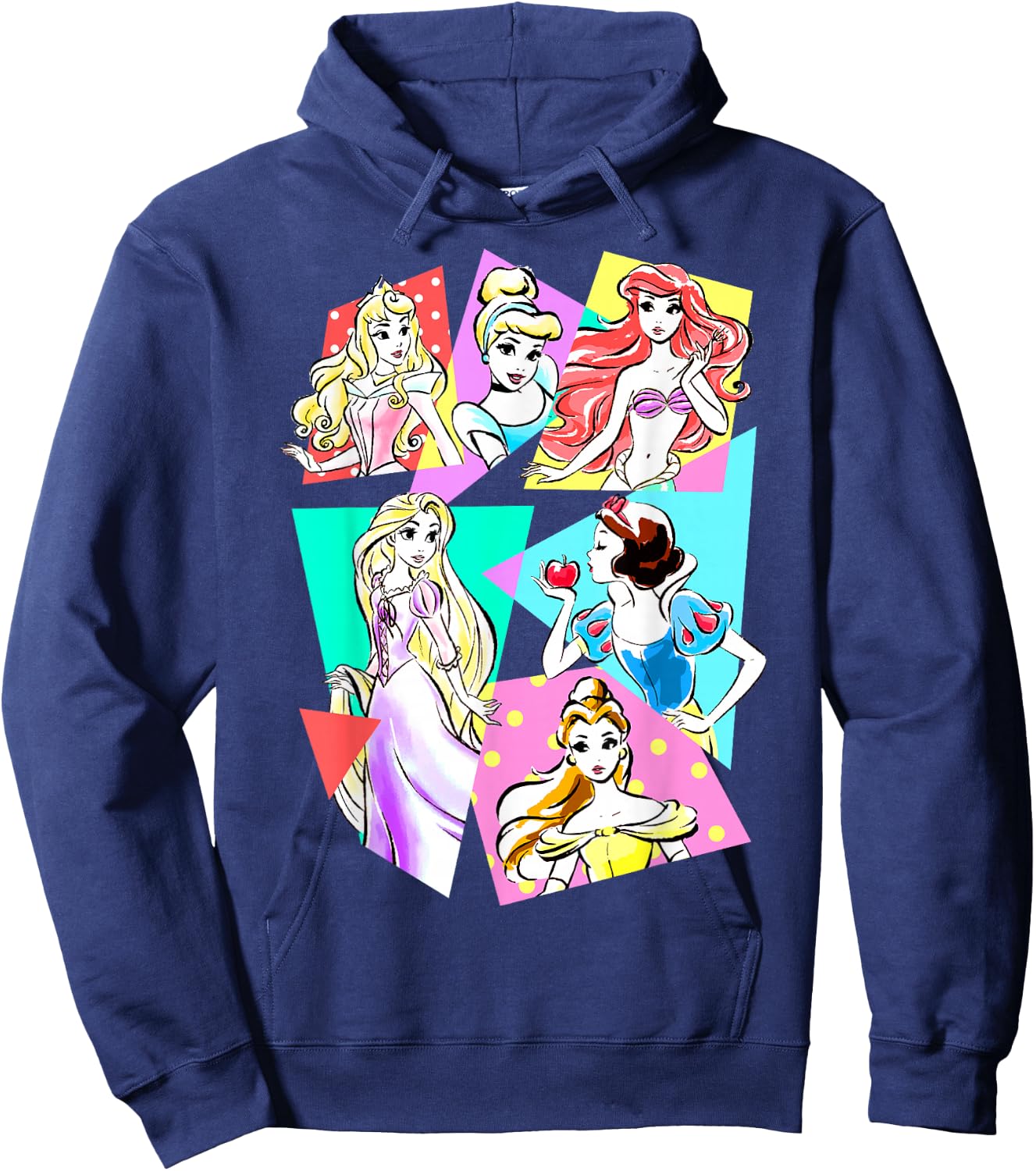 Disney Princesses Neon Pop Art Sketch Graphic Hoodie - Hoodie | Navy
