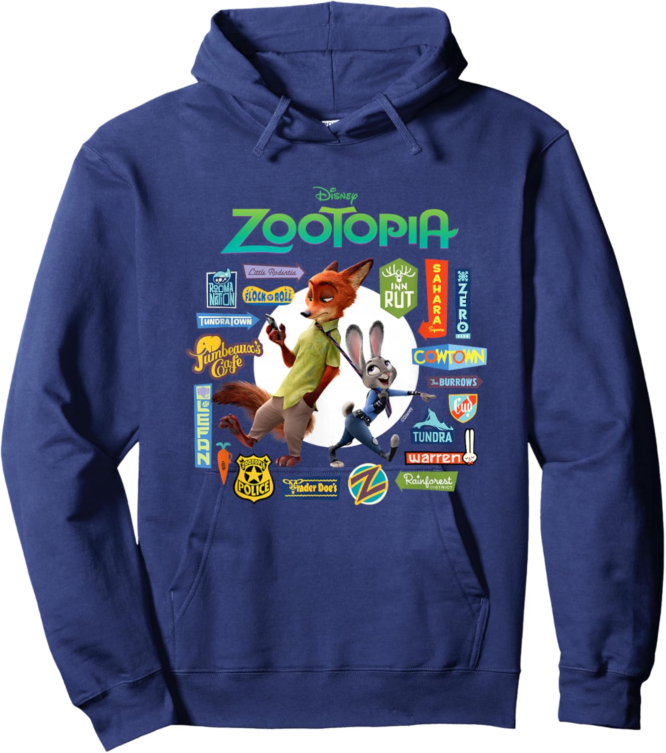 Zootopia - Nick and Judy Signs Hoodie - Hoodie | Navy