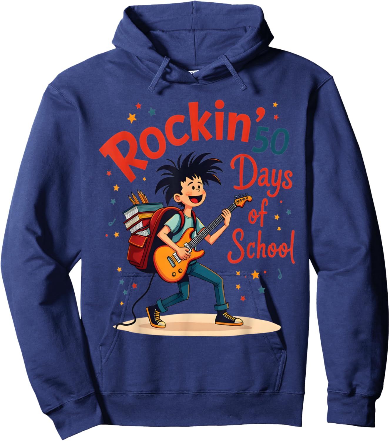 Rockin 50 Days Of School Celebration Fun Hoodie - Hoodie | Navy