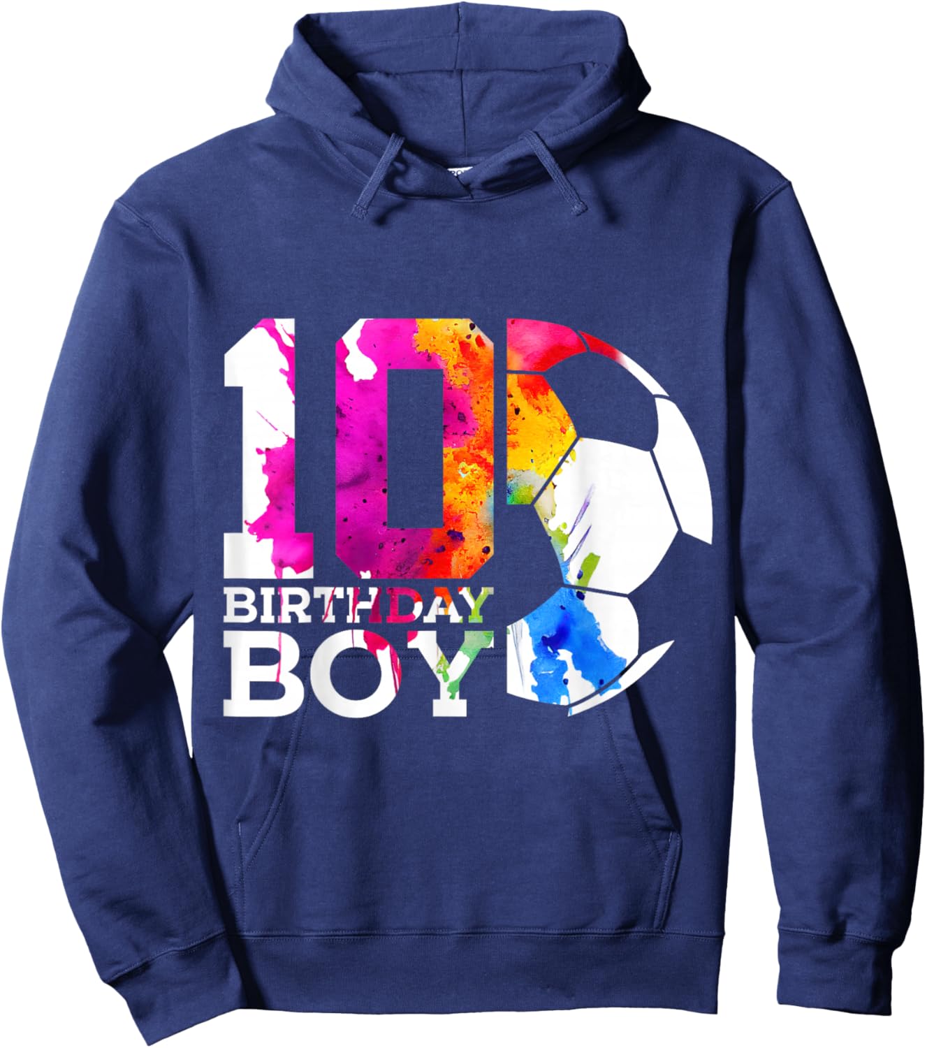 10 Birthday Boy Soccer 10th Birthday Hoodie - Hoodie | Navy