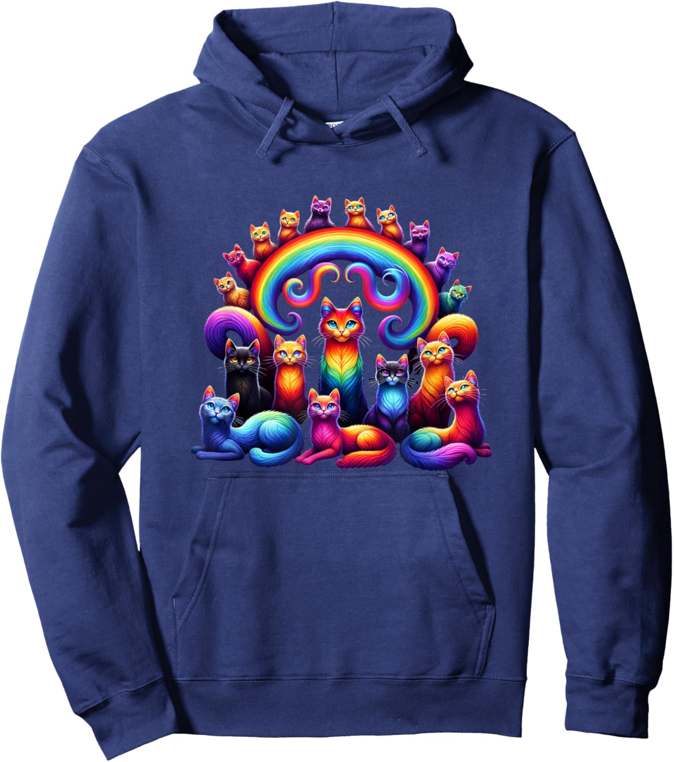 Cats in a Rainbow Hoodie - Hoodie | Navy