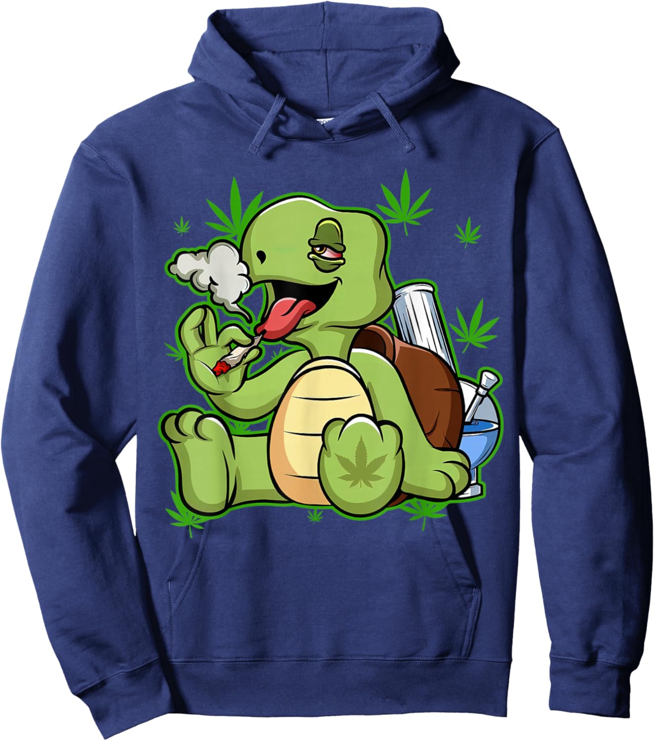 Funny Turtle Smoking Weed Cannabis Marijuana Hoodie - Hoodie | Navy