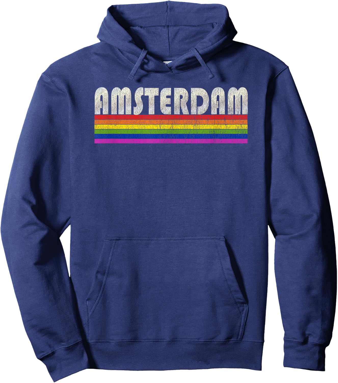 Vintage 80's Style Amsterdam Gay Pride Month Hoodie - Hoodie | Navy