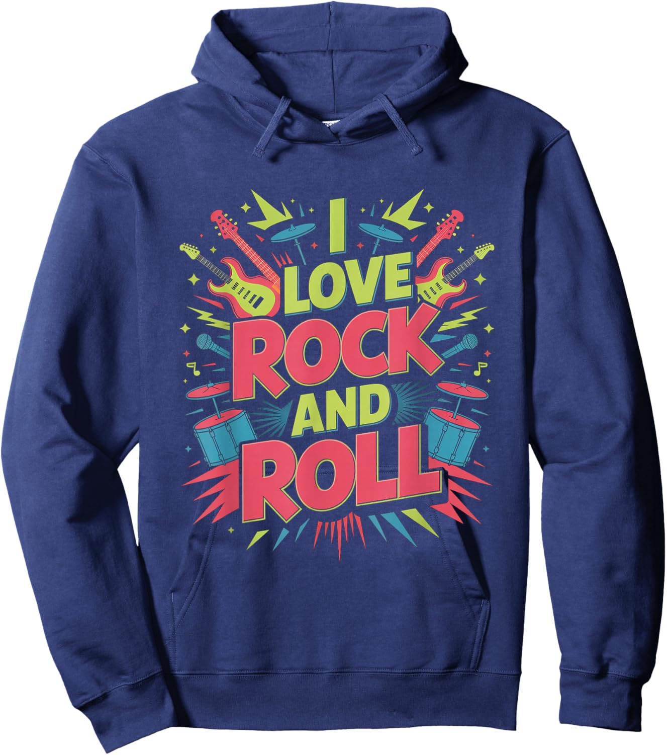 I Love Rock and Roll Music Lovers Hoodie - Hoodie | Navy