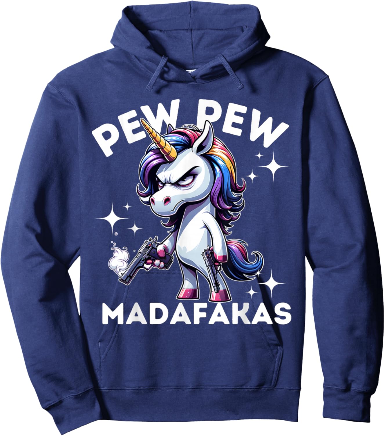 Pew Pew Madafakas Angry Unicorn crazy pew Hoodie - Hoodie | Navy