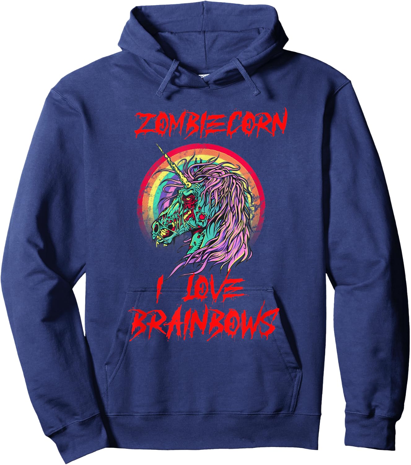 Zombiecorn Zombie Unicorn Brainbows Halloween Hoodie - Hoodie | Navy