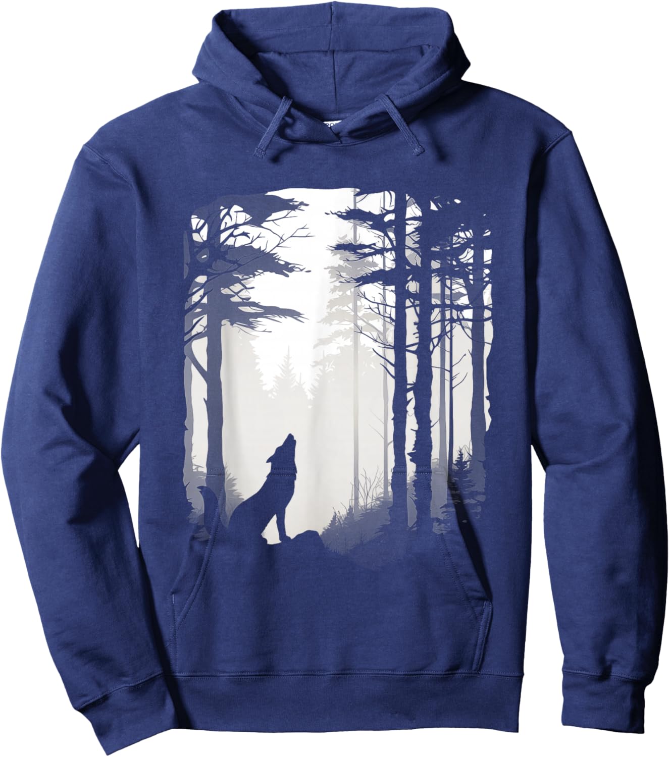 Wolf Howling Silhouette Forest Wildlife Hoodie - Hoodie | Navy