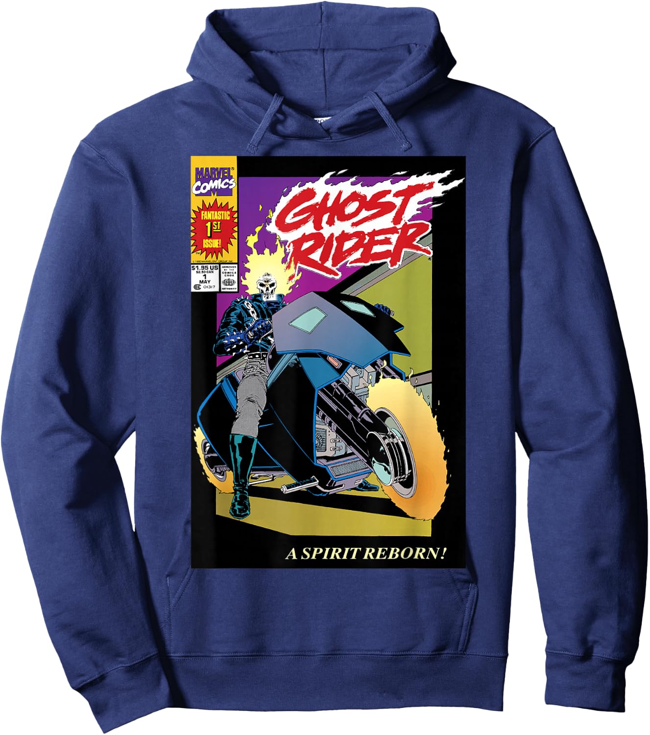 Marvel Ghost Rider Number 1 Comic Cover Hoodie - Hoodie | Navy