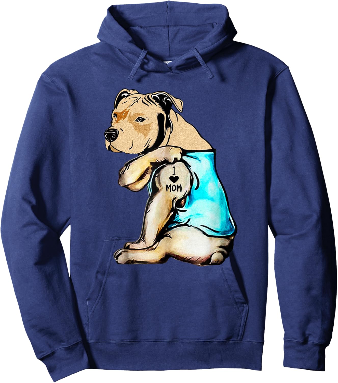Pit Bull - I Love Mom Tattoo Small Hoodie - Hoodie | Navy