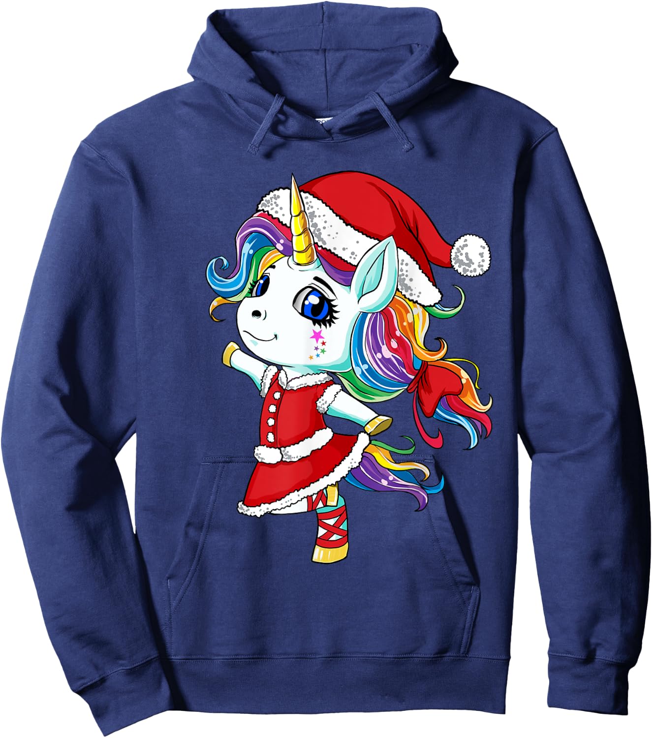 Unicorn Santa Claus Christmas Unicorns Girls Hoodie - Hoodie | Navy