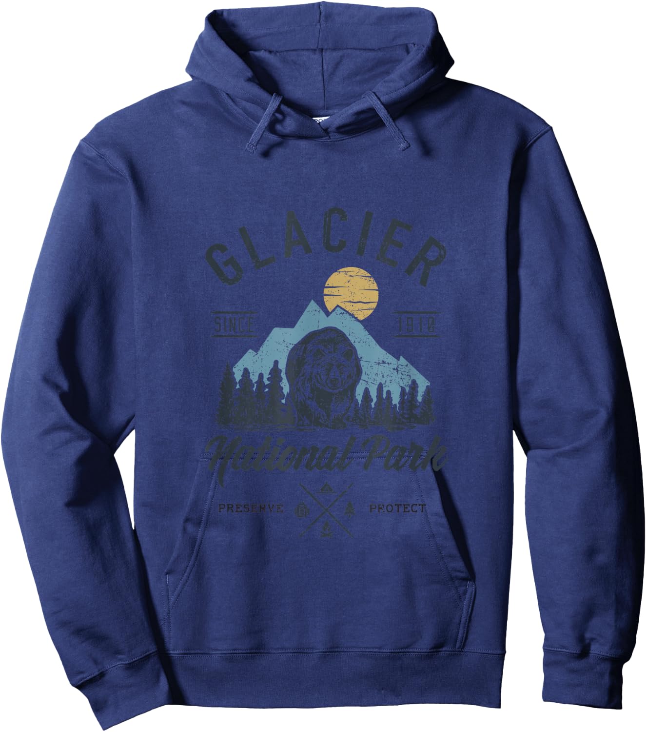 Glacier National Park Novelty Road Trip Montana Hoodie - Hoodie | Navy