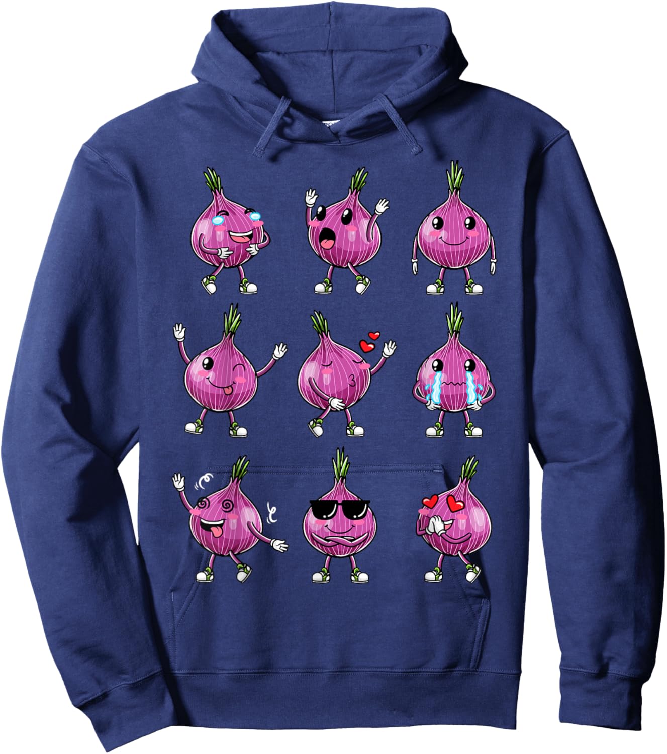 Red Funny Onion Hoodie - Hoodie | Navy