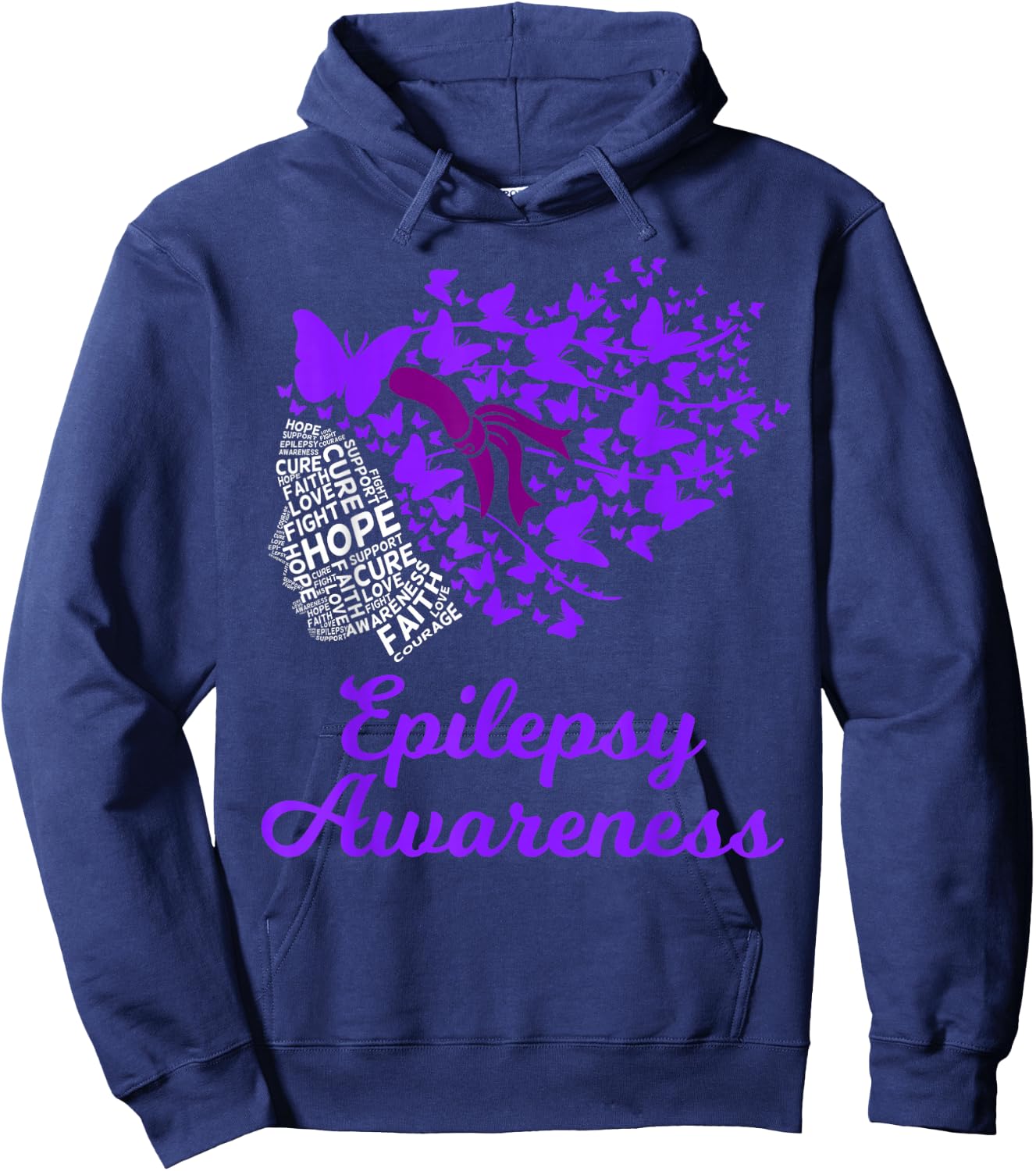 Epilepsy Awareness Day Epilepsy Butterfly Hoodie - Hoodie | Navy