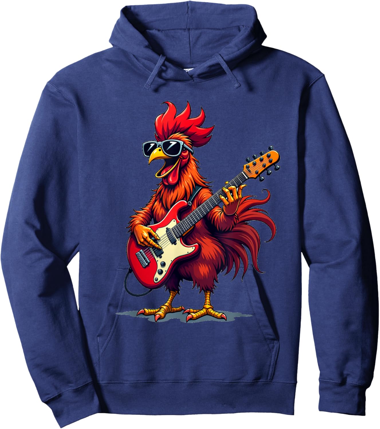 Funny graphic design Rooster rock band guitar Hoodie - Hoodie | Navy