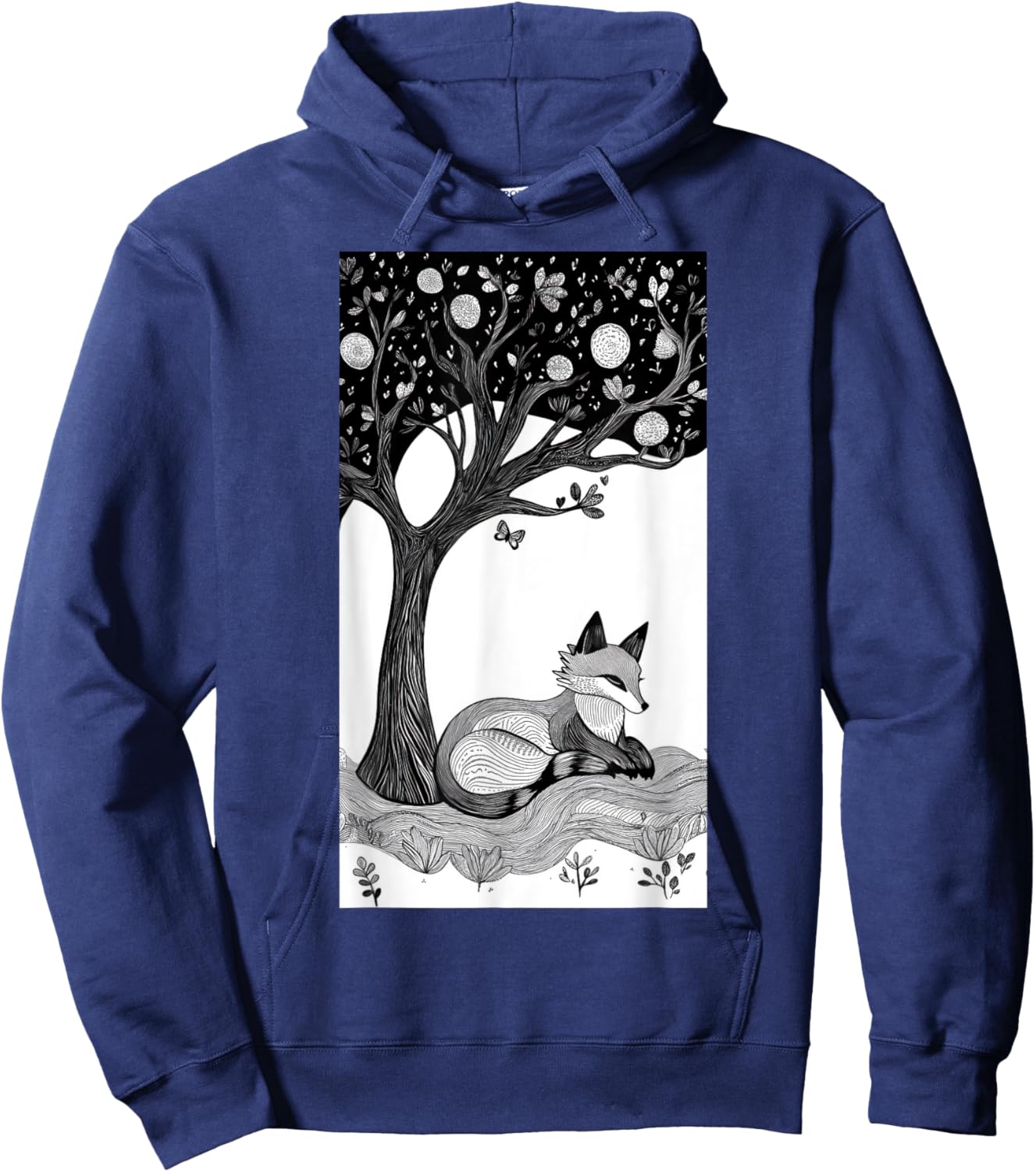 Fox Trees Nature Tree art Animal lover Art Hoodie - Hoodie | Navy