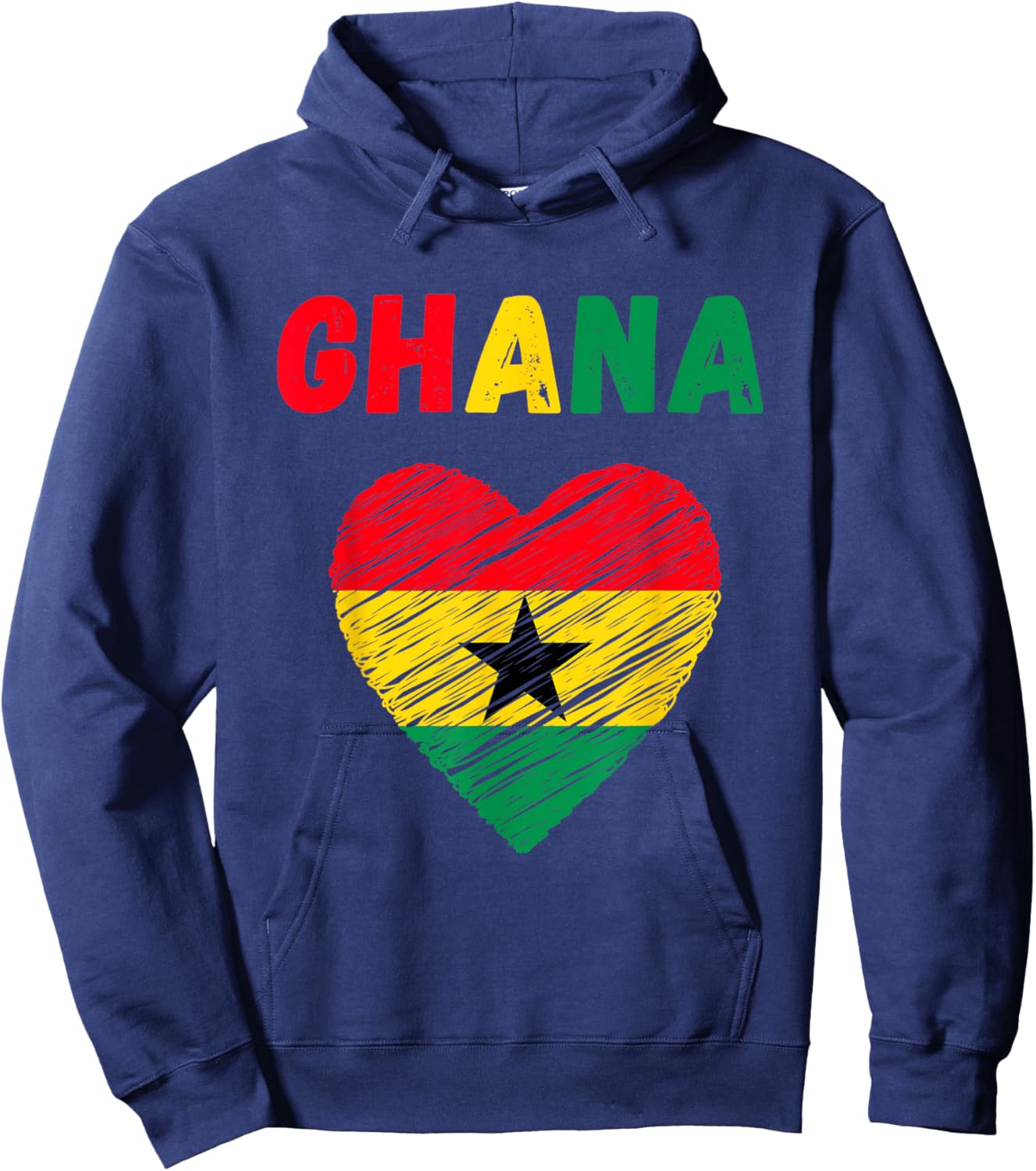 Ghana Flag Holiday Ghana Heart Ghanaian Flag Hoodie - Hoodie | Navy