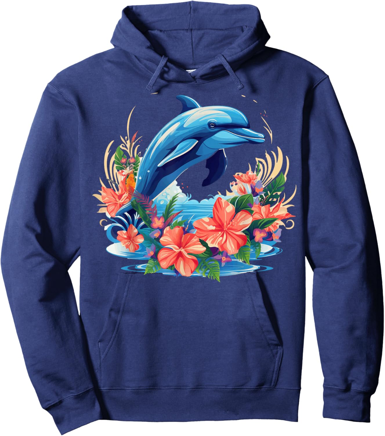 Dolphin Hawaiian Hoodie - Hoodie | Navy