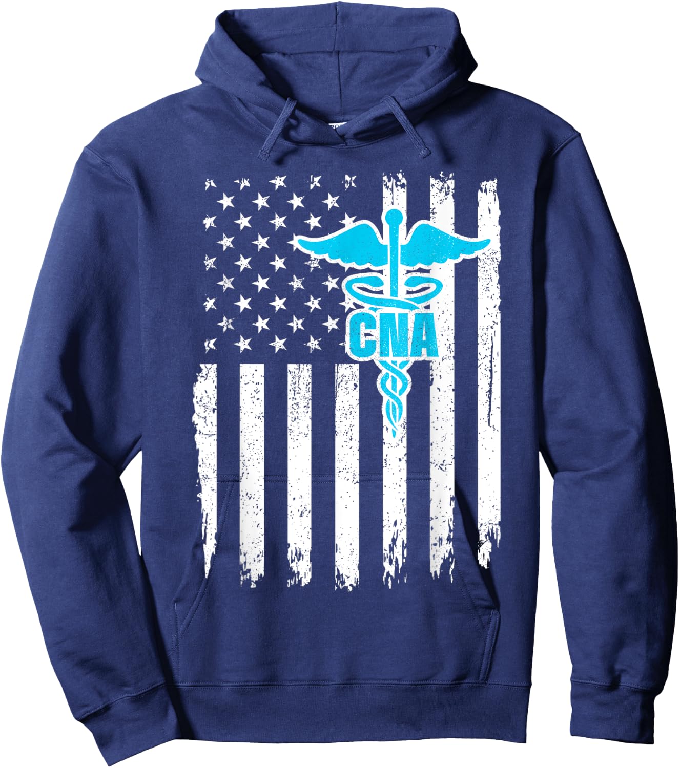 CNA USA Flag Certified Nursing Assistant Men Hoodie - Hoodie | Navy