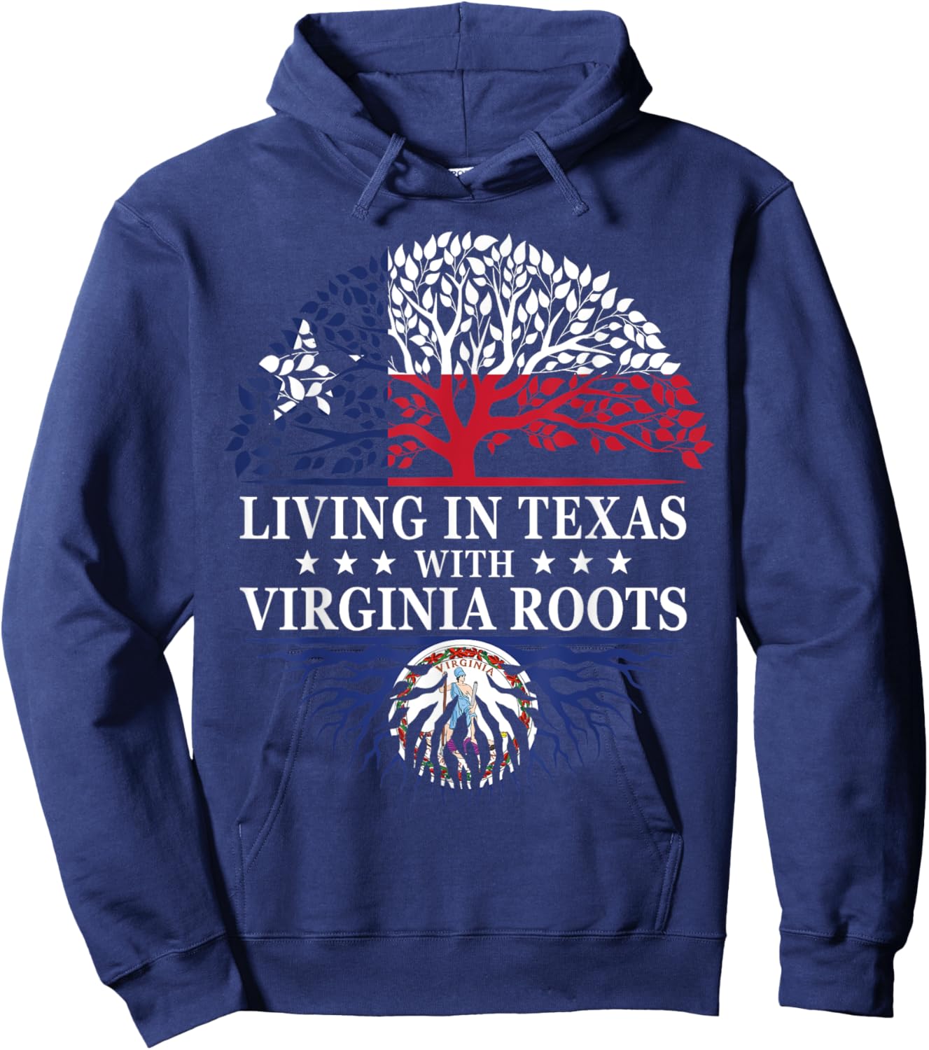 Living in Texas With Virginia Roots Hoodie - Hoodie | Navy