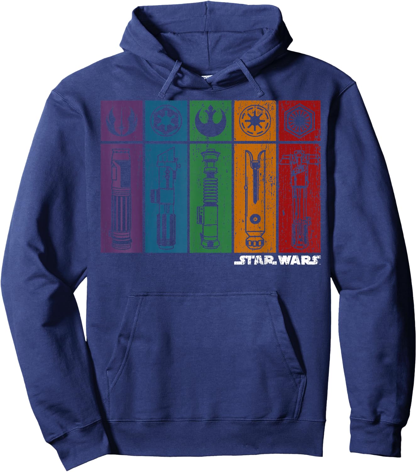 Star Wars Light Saber Rainbow Panels Hoodie - Hoodie | Navy