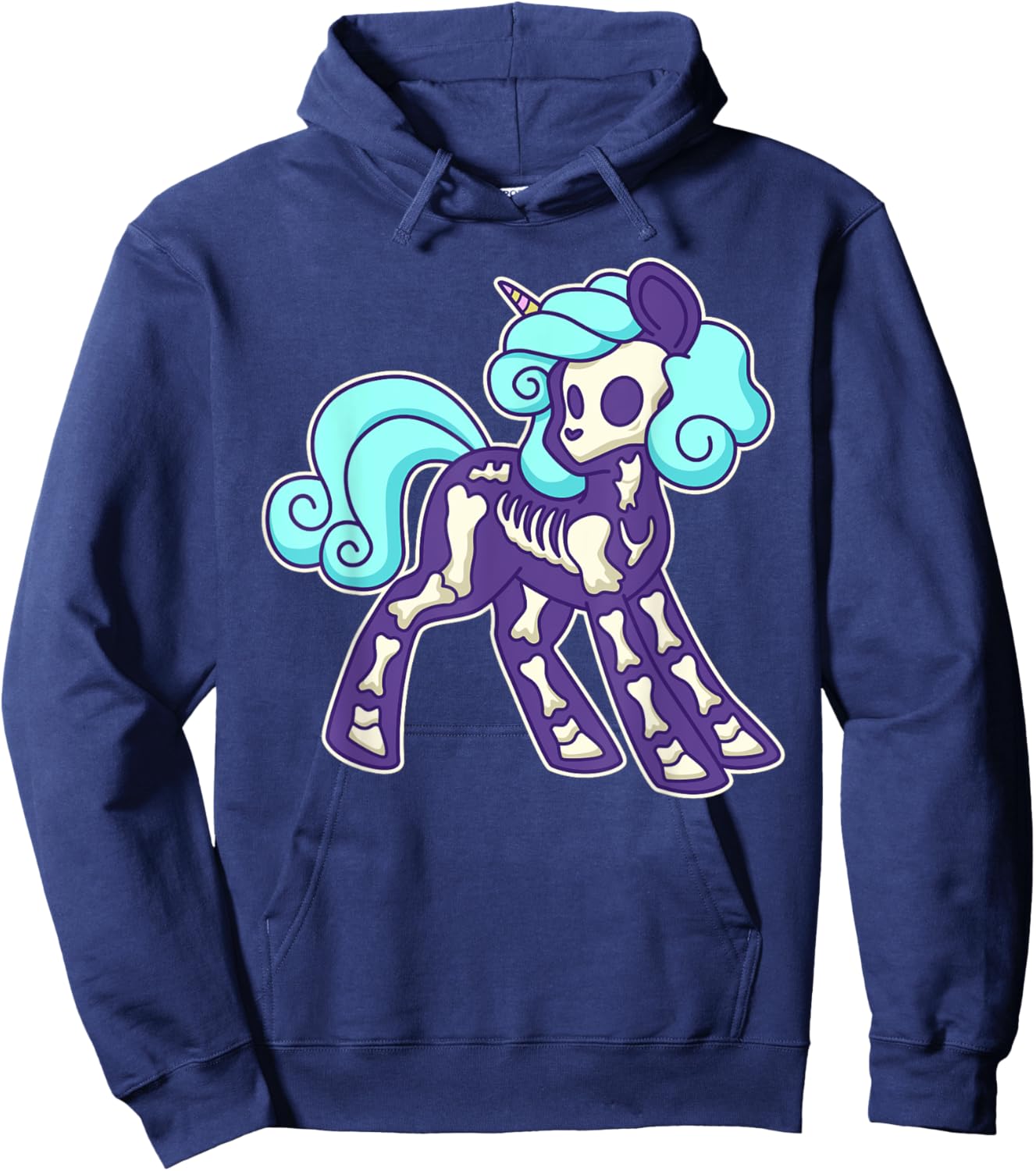 Pastel Goth Unicorn Skeleton Hoodie - Hoodie | Navy