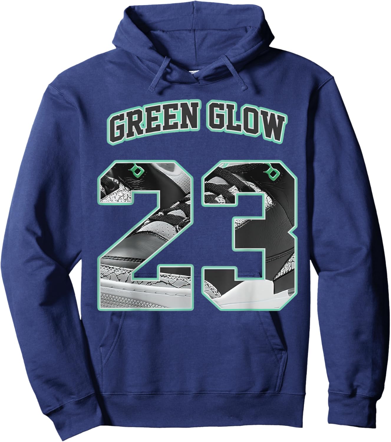 Number 23 Black Green Glow 3s Matching Women Hoodie - Hoodie | Navy