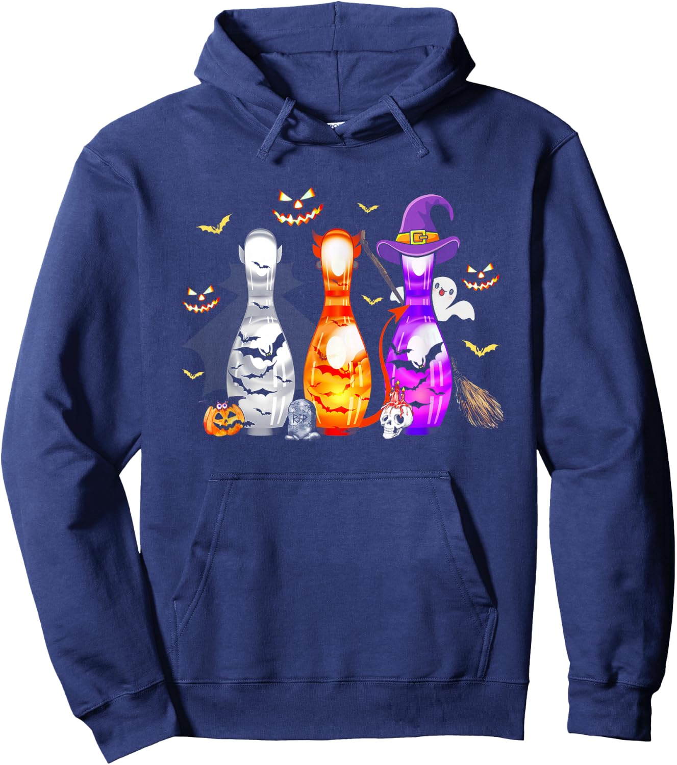 Cute Bowling Pin Halloween Spooky Costume Hoodie - Hoodie | Navy