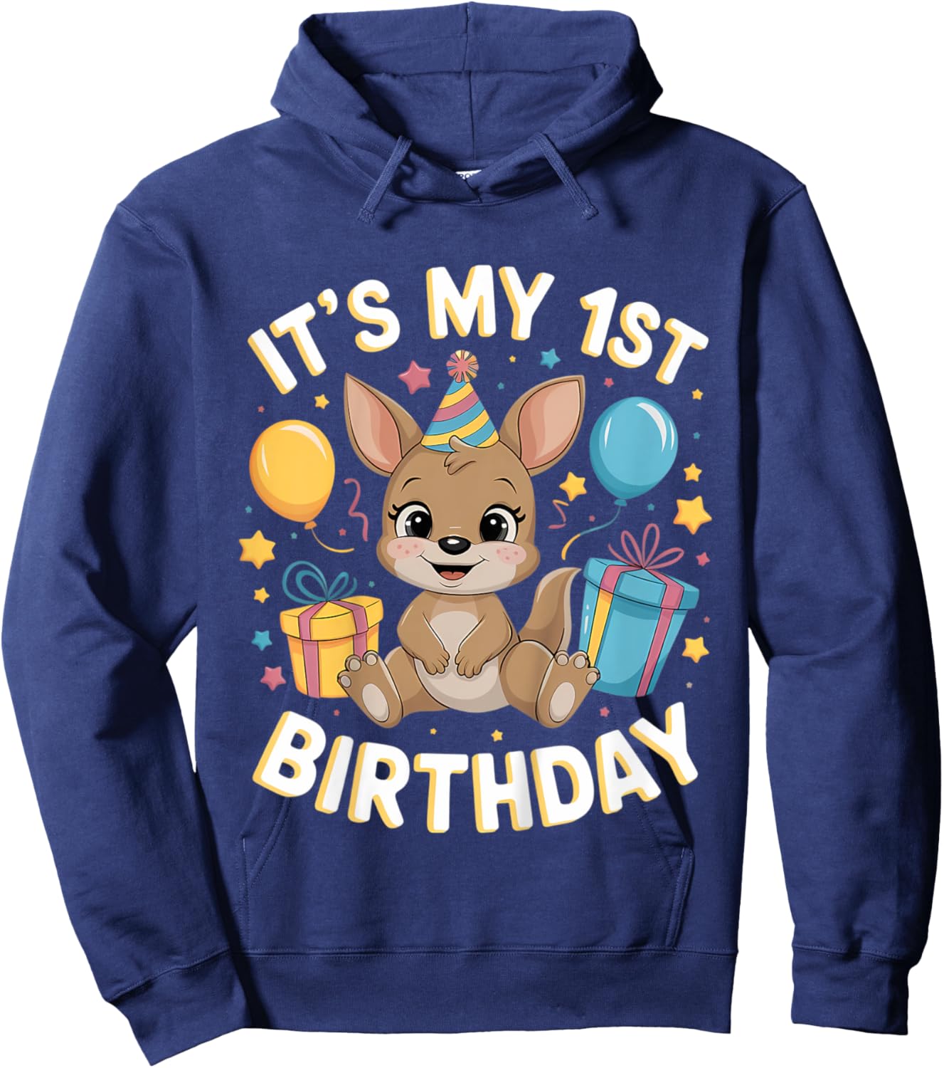 Kids 1st Birthday Kangaroo Party Design Hoodie - Hoodie | Navy