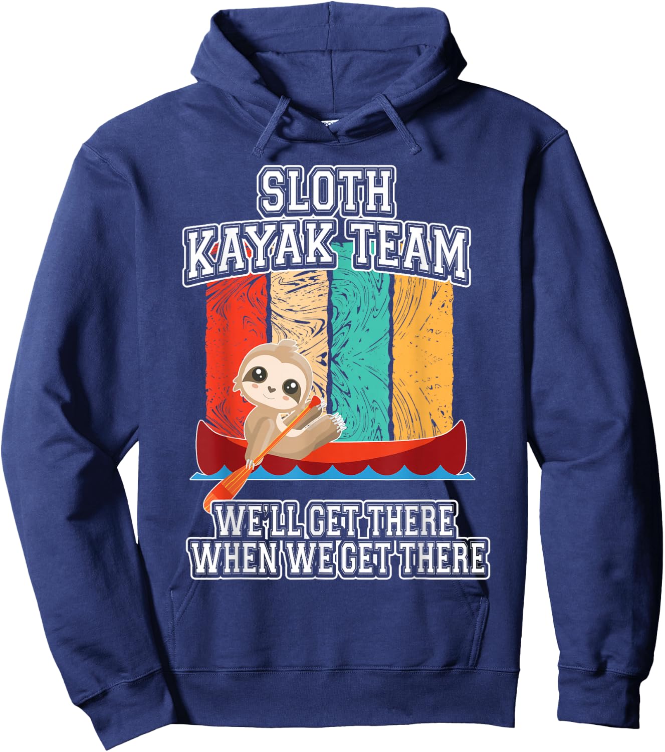 Sloth Kayak Shirt Paddling Funny Canoeing Gift Hoodie - Hoodie | Navy
