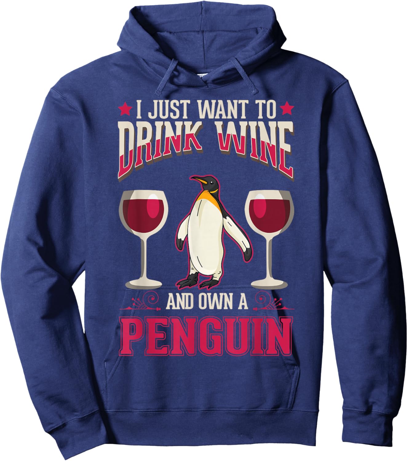 Penguins And Wine Hoodie - Hoodie | Navy