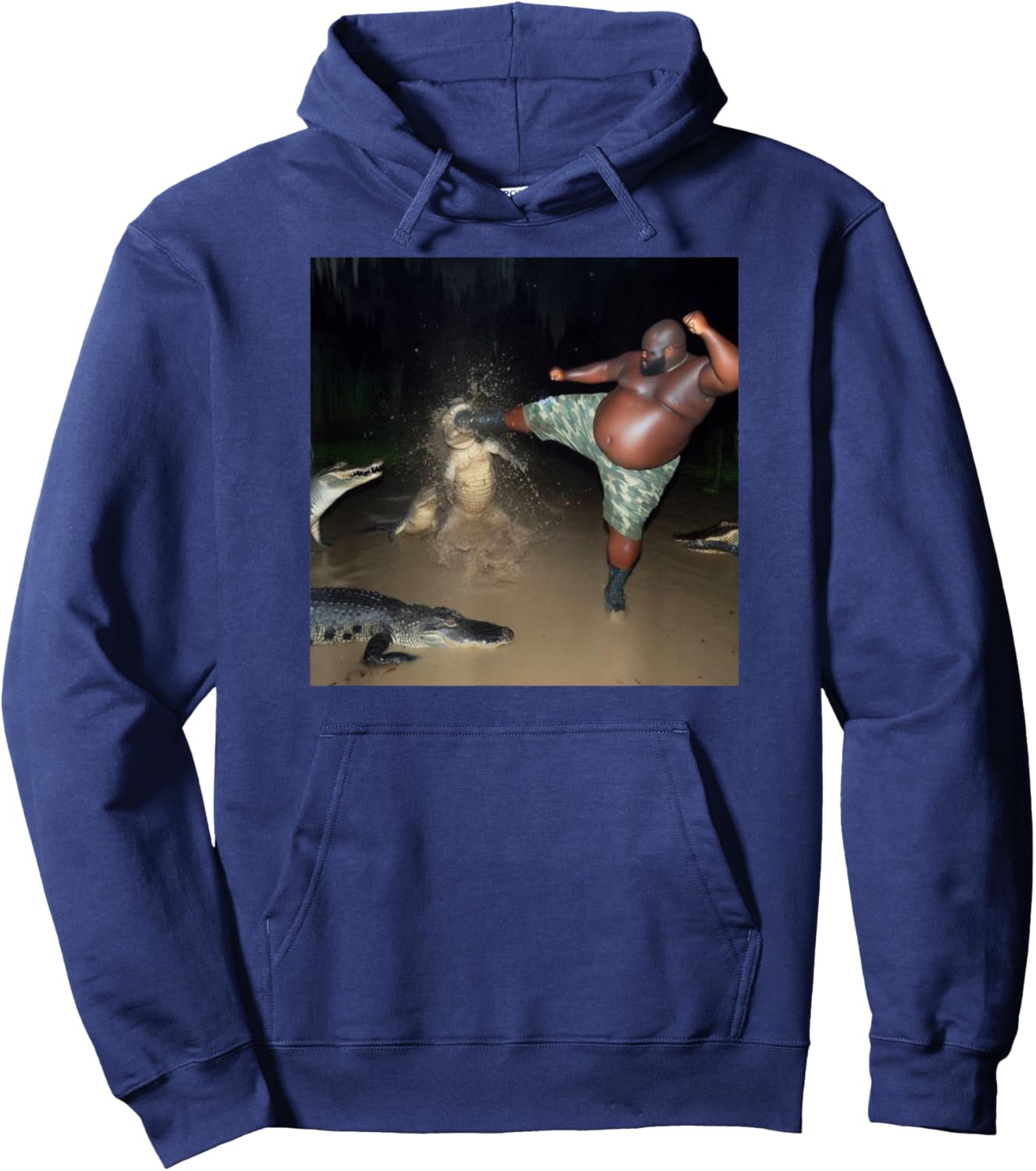 Guy kicking an alligator Hoodie - Hoodie | Navy
