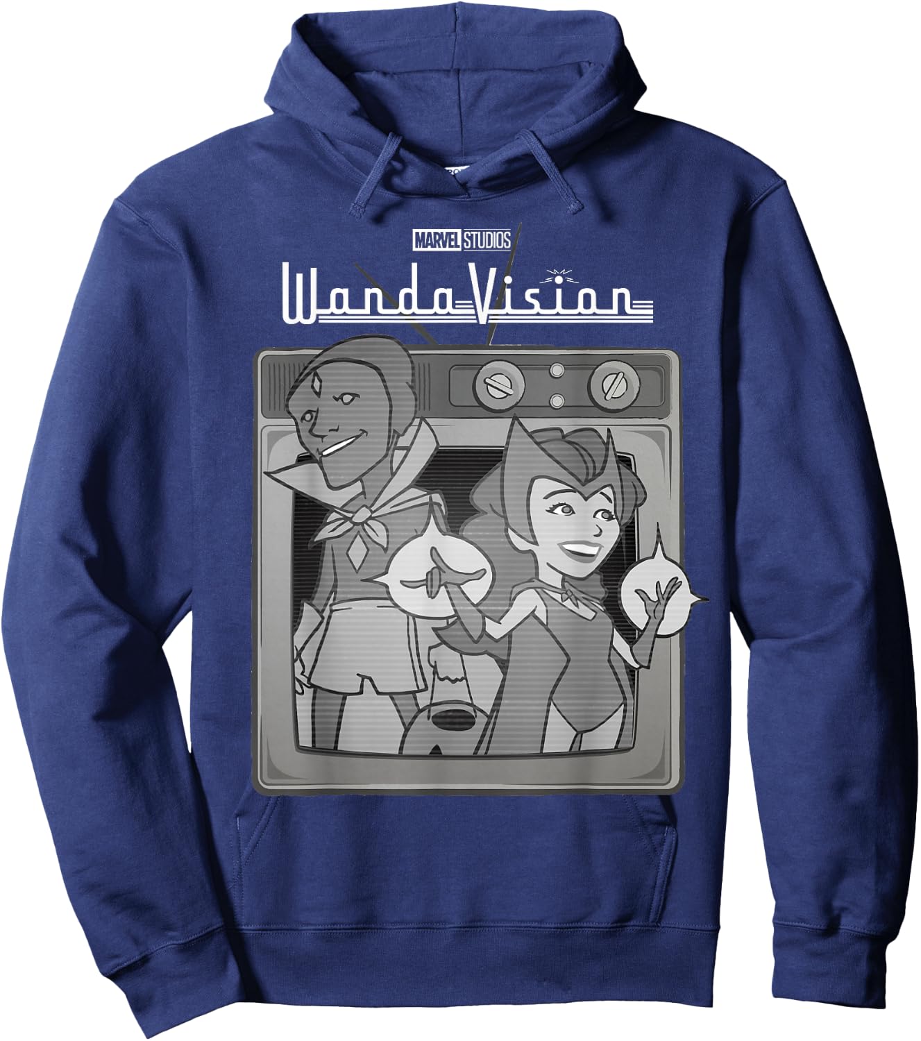 Marvel WandaVision Retro Cartoon TV Logo Small Hoodie - Hoodie | Navy