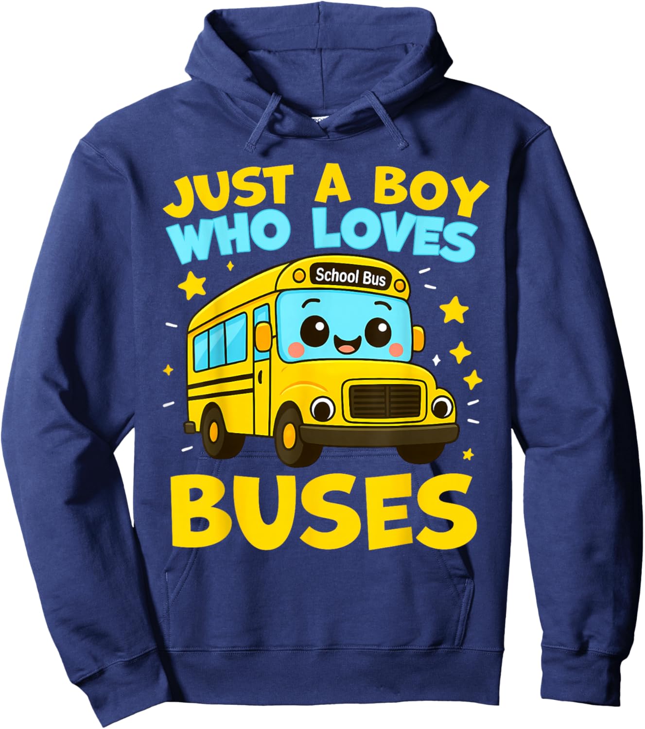 Just A Boy Who Loves Buses Funny School Bus Hoodie - Hoodie | Navy