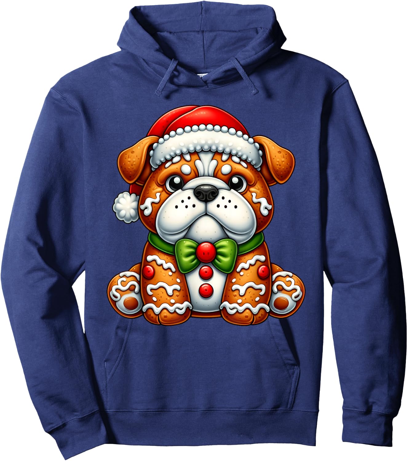 Gingerbread Man English Bulldog Christmas Kids Hoodie - Hoodie | Navy