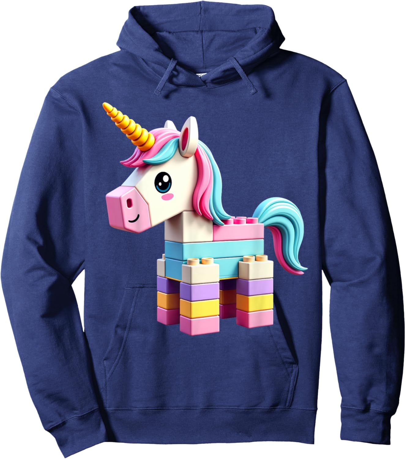 Master Builder Bricks Blocks Play Toys Unicorn Hoodie - Hoodie | Navy