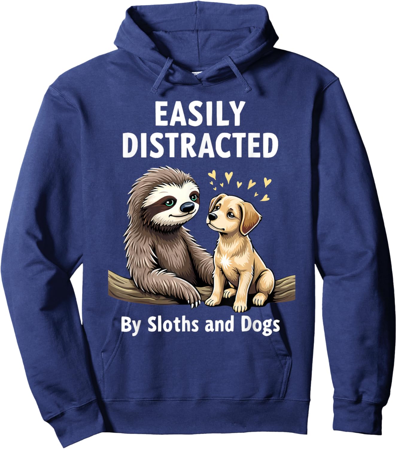 Funny Easily Distracted By Sloths and Dogs Hoodie - Hoodie | Navy