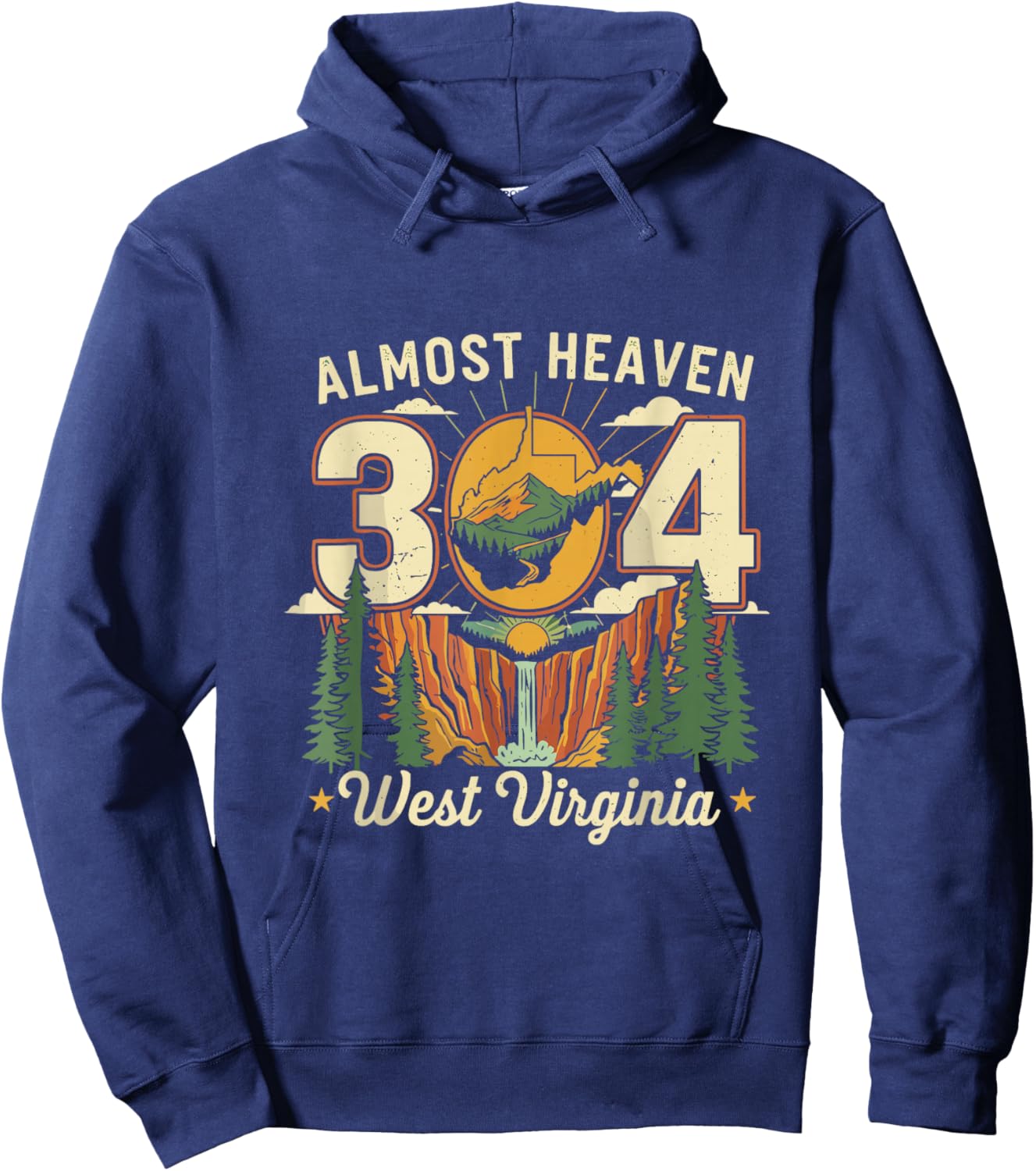 Almost Heaven 304 West Virginia Map Pride Gift Hoodie - Hoodie | Navy