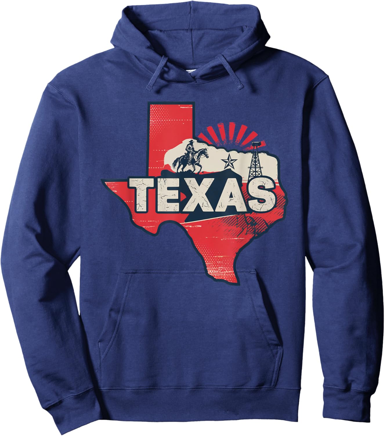 Texas State of Texas Retro Texas Hoodie - Hoodie | Navy
