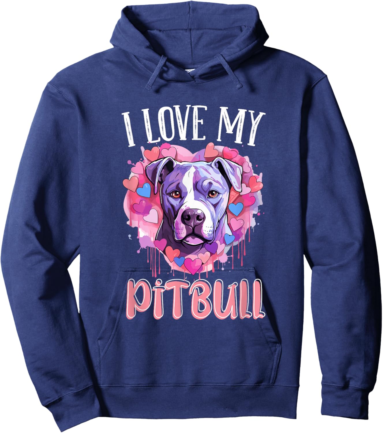 Pitbull Pittie - I Love My Pitbull Hoodie - Hoodie | Navy