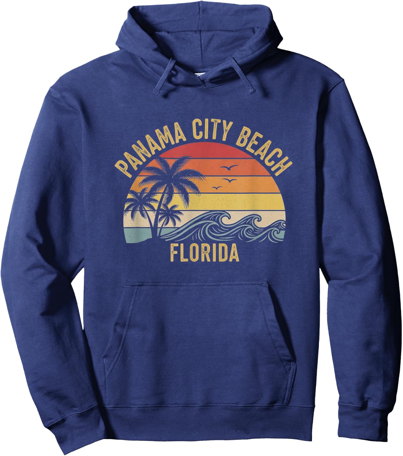 Retro Panama City Beach Florida Art Design Hoodie - Hoodie | Navy
