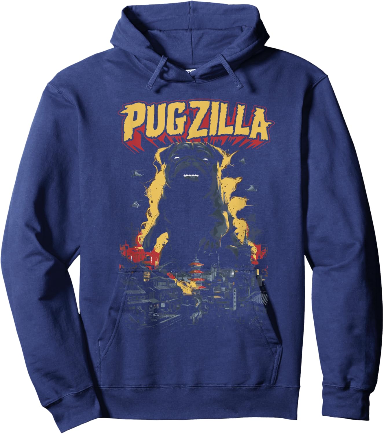 Pugzilla Funny Pug Lover Pug Owner Hoodie - Hoodie | Navy