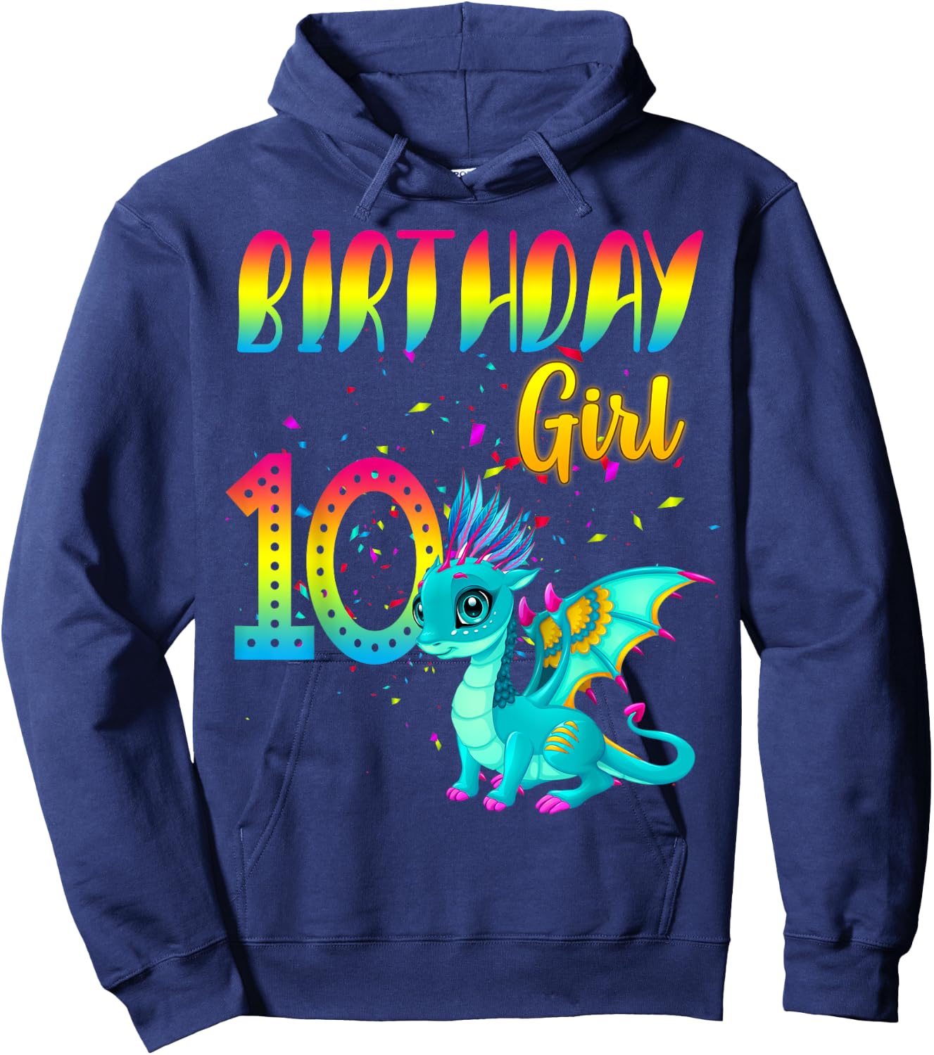 Birthday Girl Dragon 10 Theme Party Outfit Hoodie - Hoodie | Navy