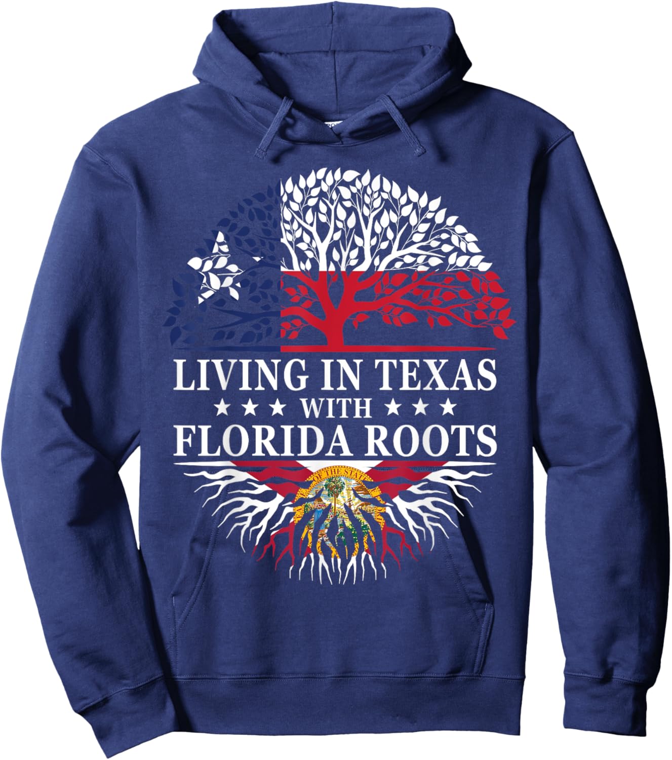 Living in Texas With Florida Roots Hoodie - Hoodie | Navy